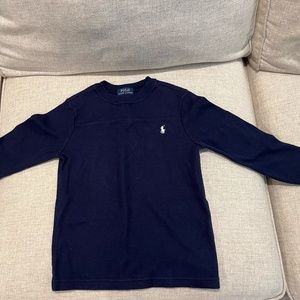 Boys Navy Waffle Long Sleeve Shirt Size 6